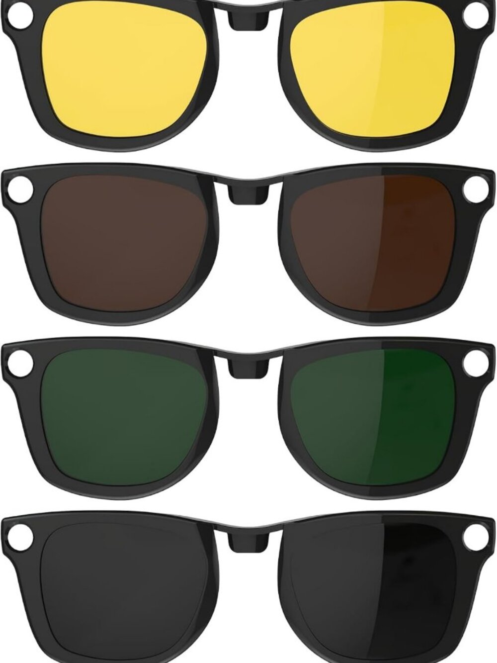 4Pcs Polarized Clip-On Sunglasses for Wayfarer Frames - UV Protection, Stylish